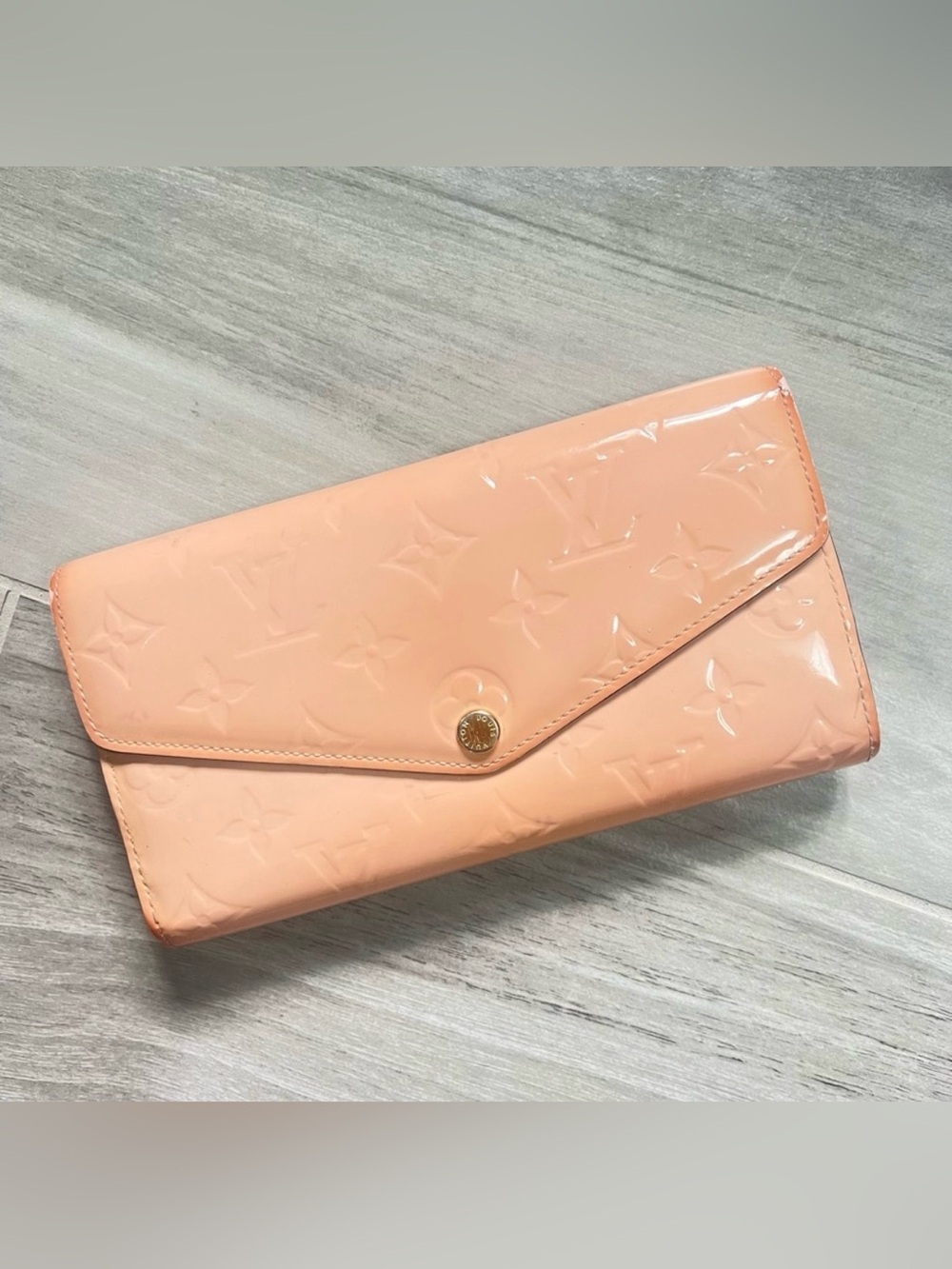Louis Vuitton Monogram Vernis Portefeuille Sarah Long Wallet Rose Pink Authentic